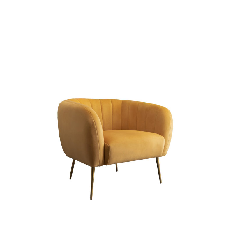 Aylin Velvet Barrel Chair, Yellow