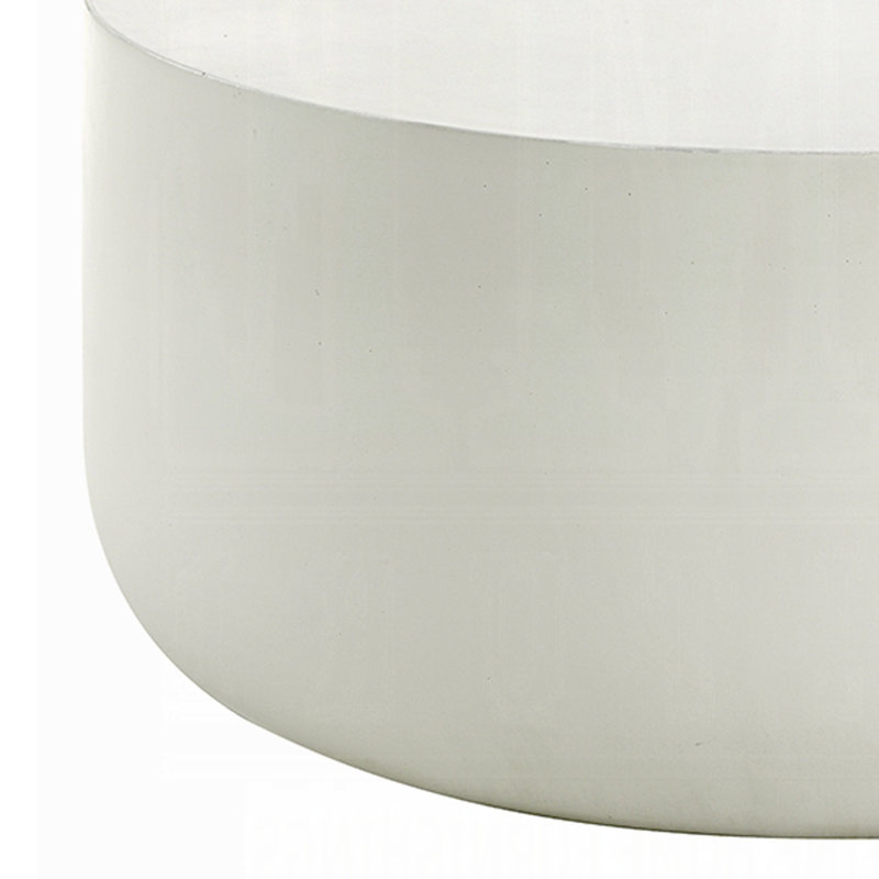 Utan 31 Inch Round Coffee Table, Modern Cement Frame, Off White