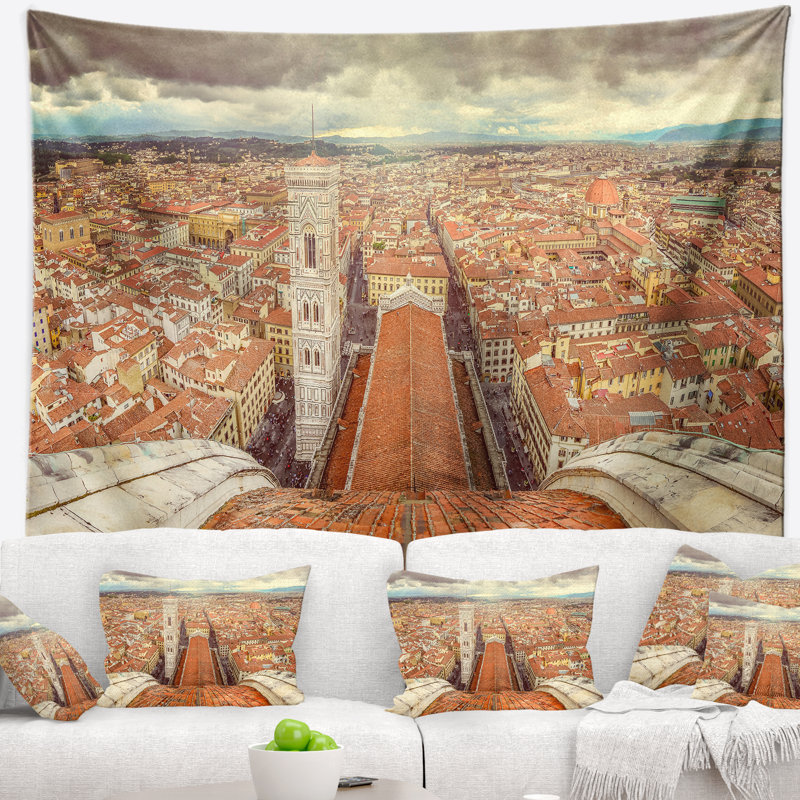 Tapisserie du paysage urbain vue de Florence depuis la cathédrale Duomo, H 68 po x l 80 po
