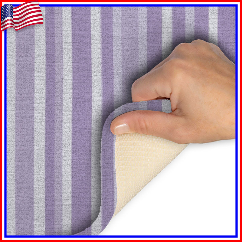 Tapis de bain à rayures, L 34 po x L 21 po, Rayures mauves