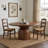 60" Brown Solid Wood Pedestal Base Round Top Dining Table