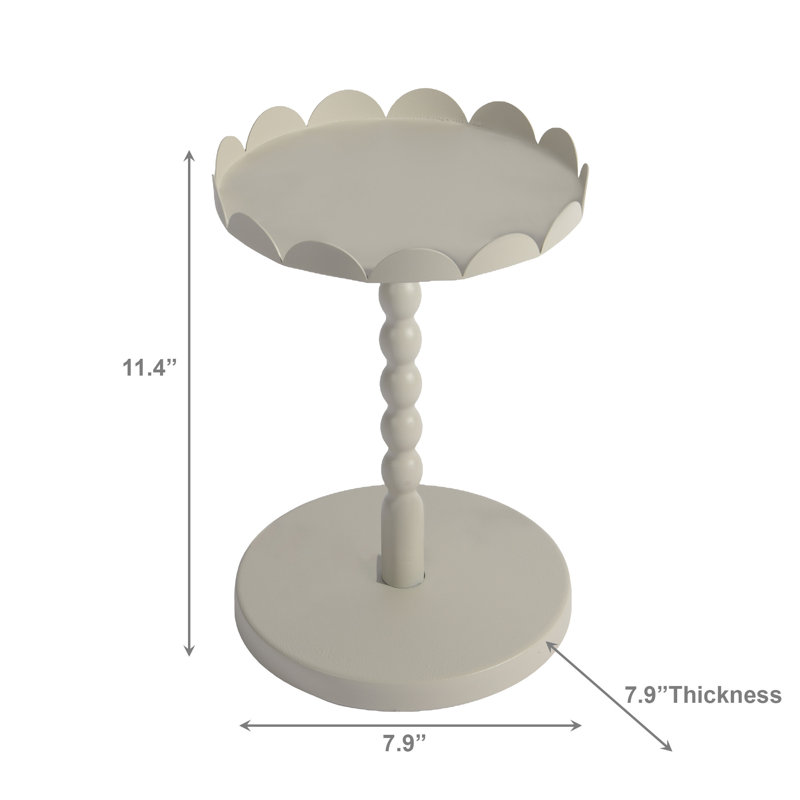 Support pour plante rond en métal avec bordure festonnée H 11,4 "Kd - ensemble de 2, Beige
