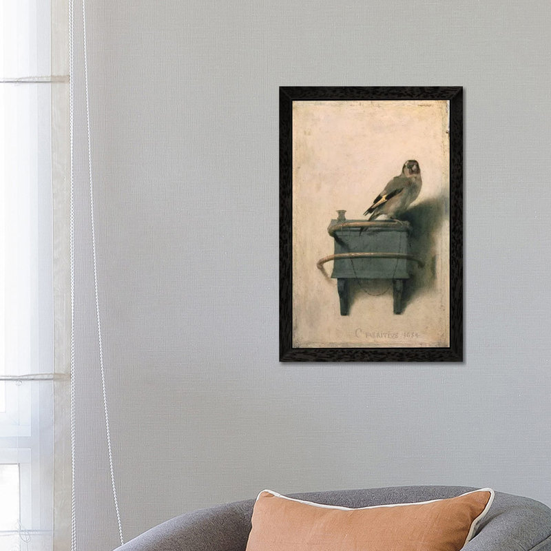 The Goldfinch, 1654 by Carel Fabritius - Painting on Canvas, Black Framed, 66.04 cm H x 45.72 cm W
