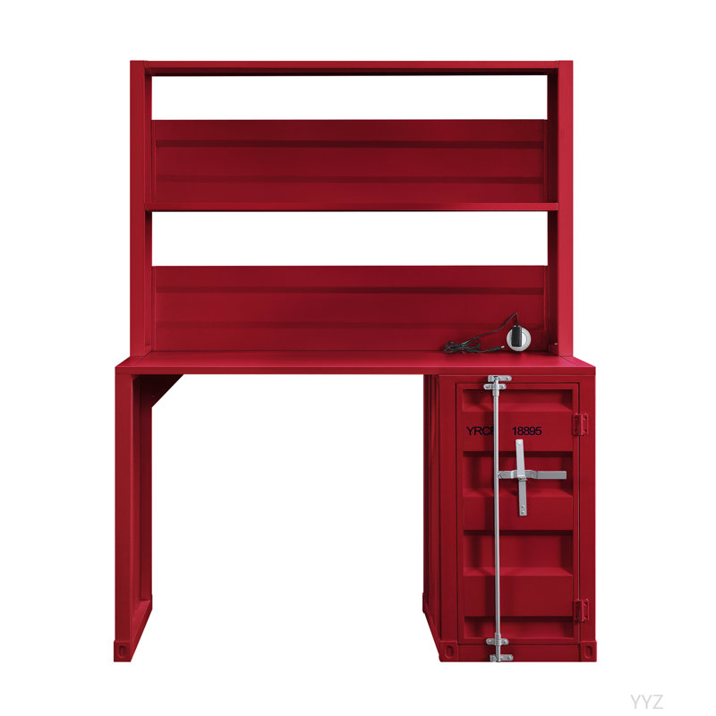 Bureau d'écriture à finition rouge avec huche