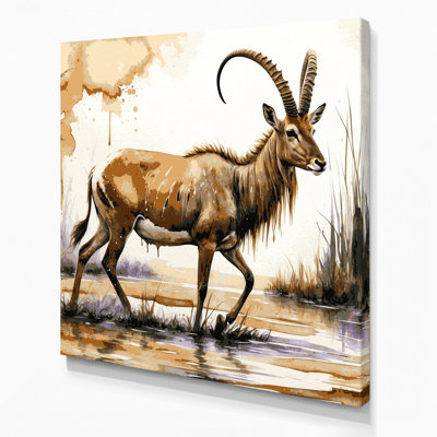 Faune, art mural sur toile beige Sitatunga