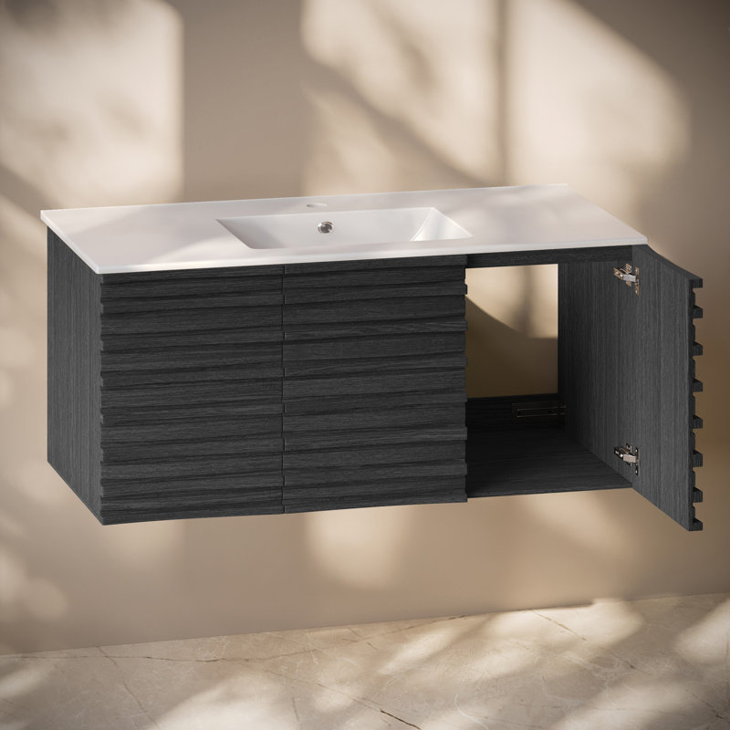 Ensemble de meuble-lavabo mural 48 po Cascade, Noir, 8 po, 48"