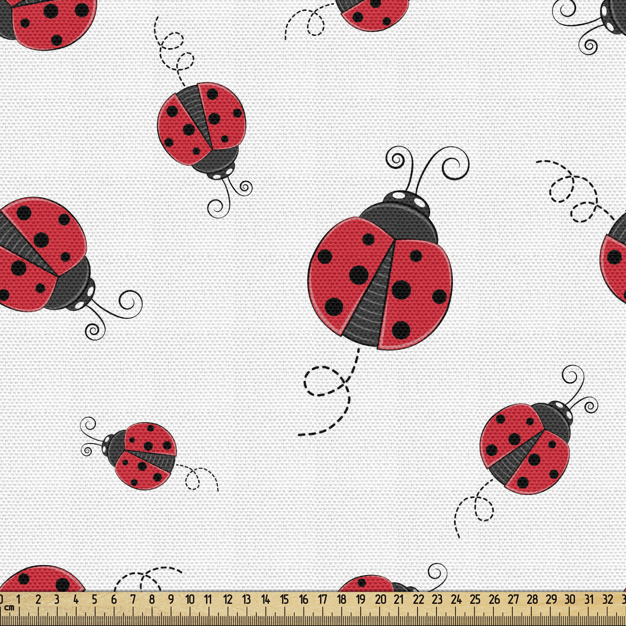 fab 48677 Ladybugs tissu par The Yard coccinelle pois tourbillons et courbes motif animal tissu d coratif pour le rev tement et les accessoires