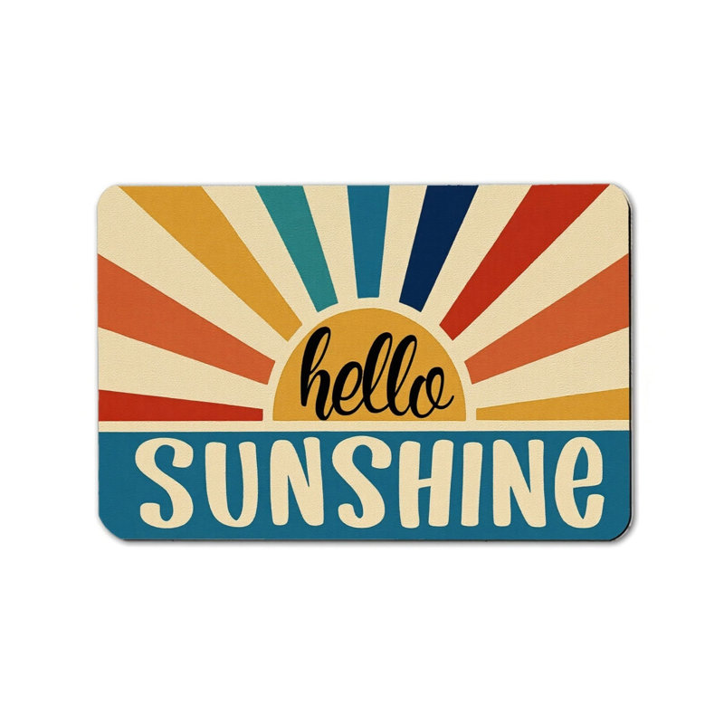 Tapis de sol 24 po x 36 po Retro Hello Sunshine pour l'extérieur et l'intérieur