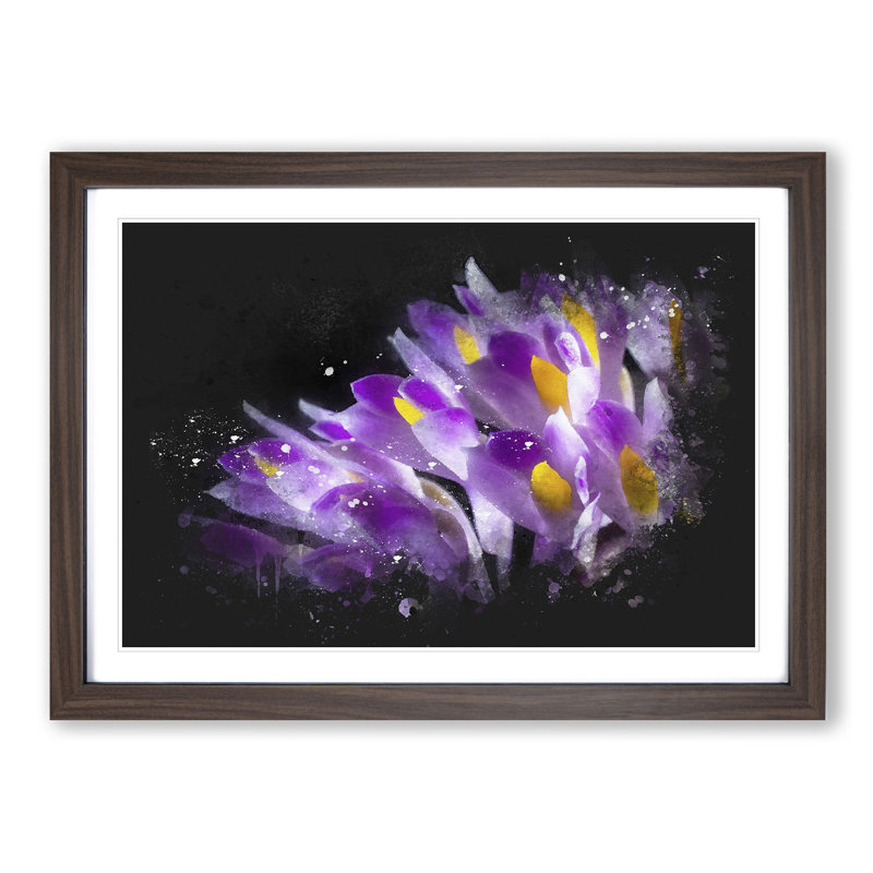 Wild Purple Orchid Flowers - Picture Frame Graphic Art Print, 45cm H x 63cm W x 2cm D, Walnut Framed