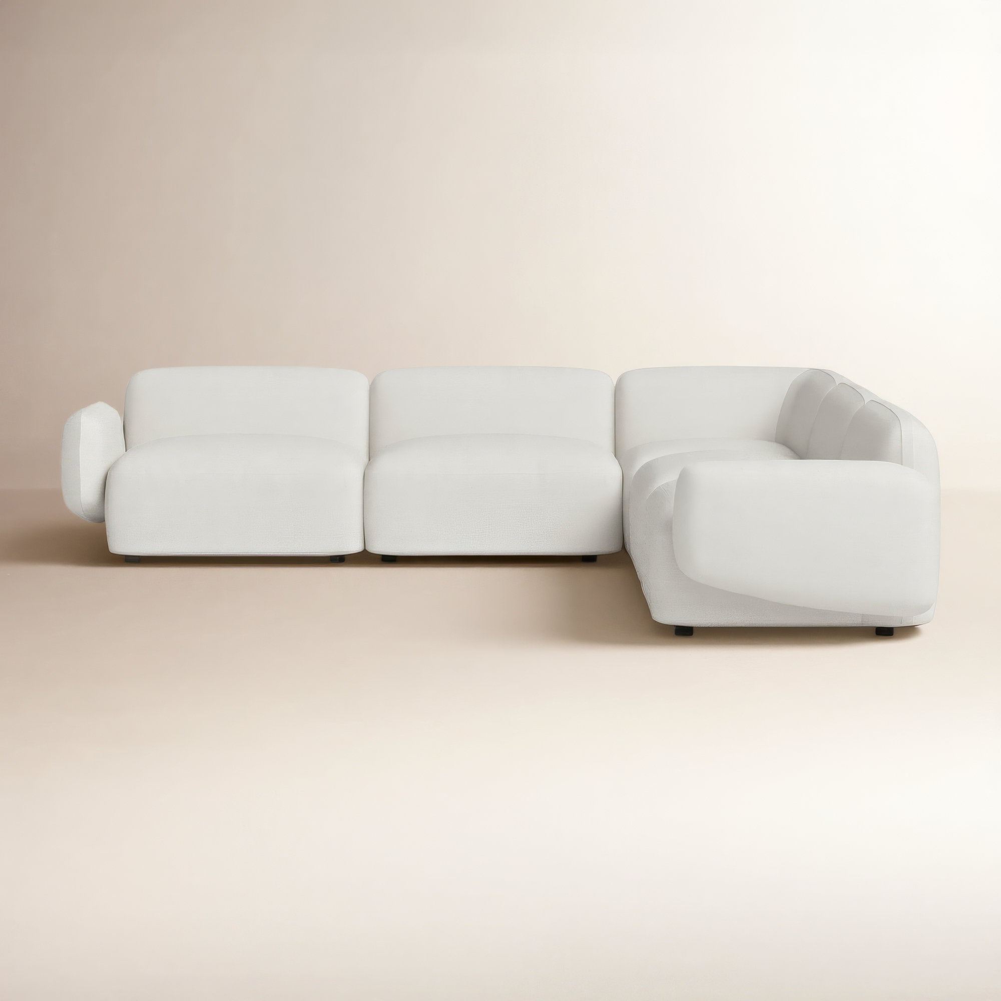 Isles 5 - Piece Upholstered L-Sectional, Mellow Ivory Chenille