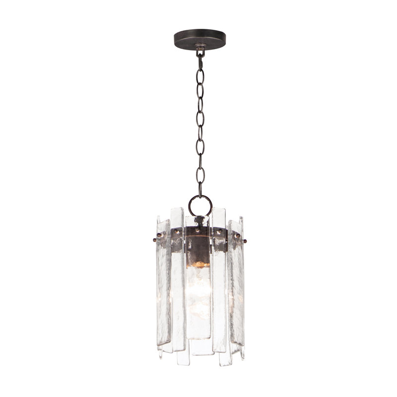 Dark Bronze Artisan Glass Pendant Light with Chain