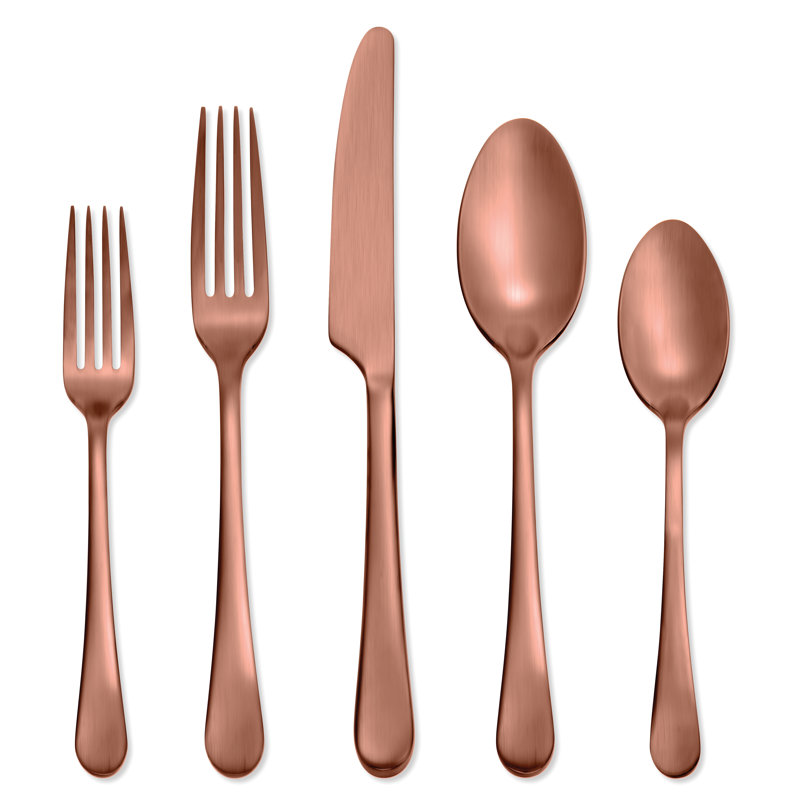 Ensemble de couverts 5 pièces Mirabella, service pour 1 personne, Cuivre