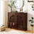 Mid Century Modern Fluted Sideboard Cabinet With 2 Outlet Holes, Buffet Cabinet With Storage, Narrow Side Cabinet For Living Room Entryway Hallway Kitchen Coffee Bar-1634255645