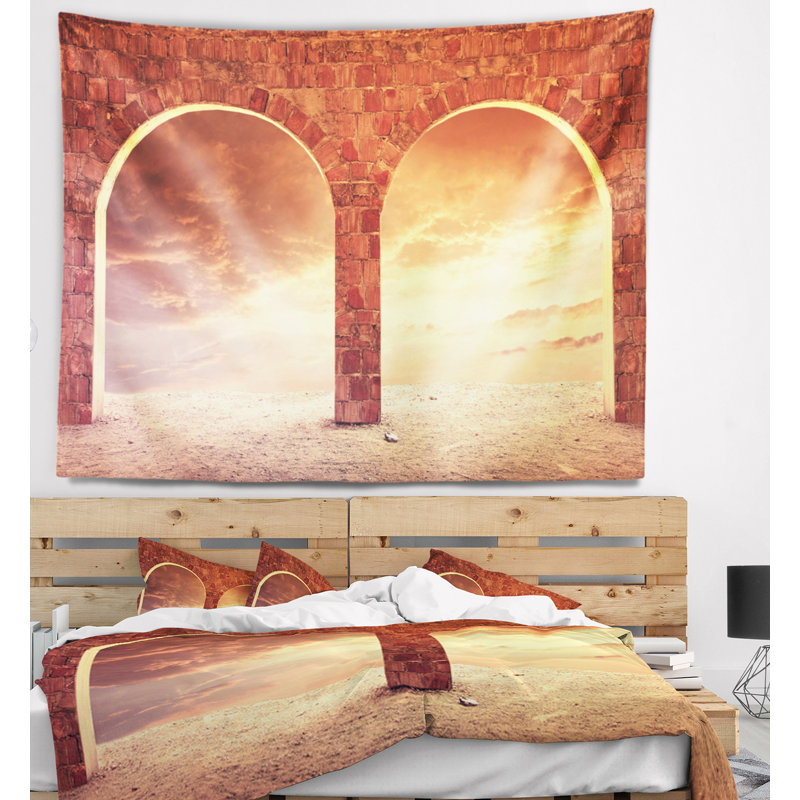 Arrière-plan de fantaisie avec deux arches tapisserie, H 68 po x l 80 po