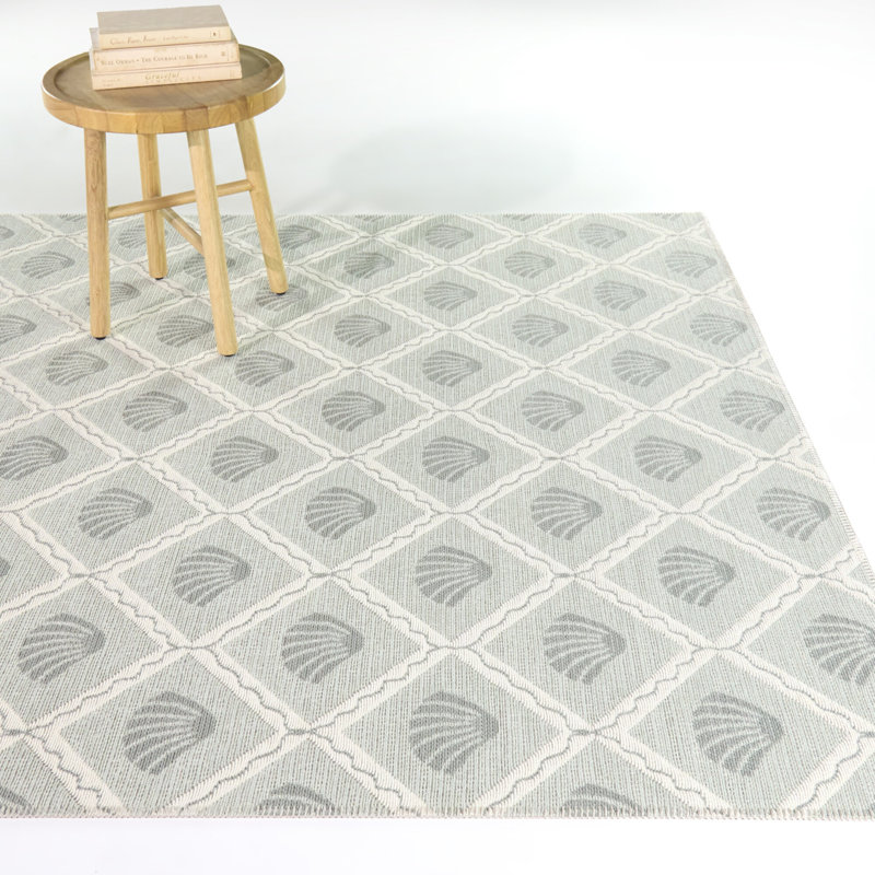 Tapis intérieur / extérieur bleu Seaschell Jansch, 5'3" x 7'