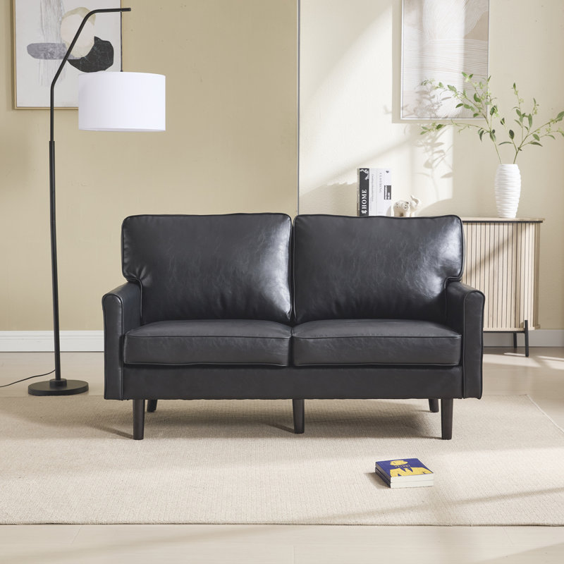 59" Double Debrann, Black PU Fabric