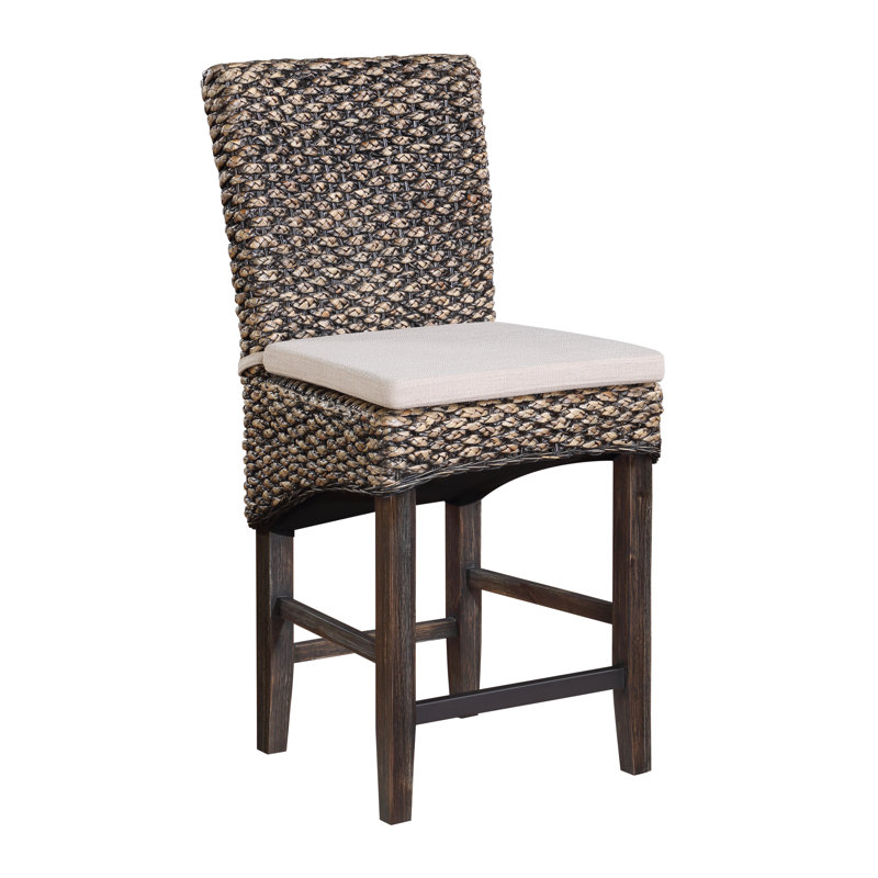 Encinal Upholstered Counter Stool with Solid Wood Frame, Brown