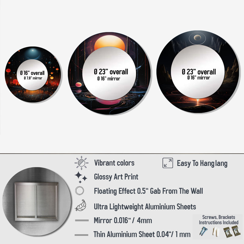 Duryea Metal Round Mirror