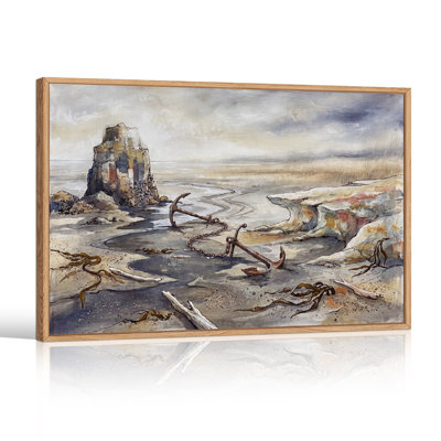 "Rusty Anchors on Sandy Beach" près de Sea Stack, impression sur toile