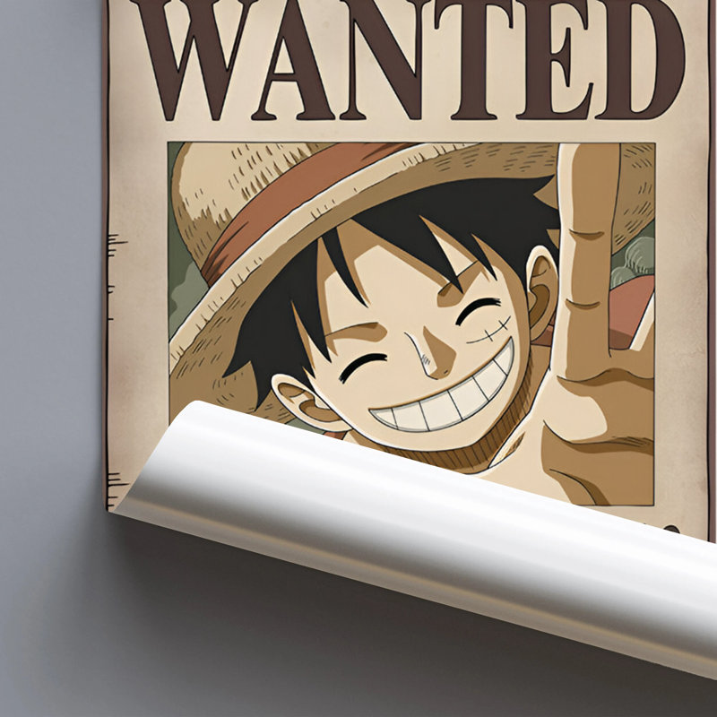 Officiellement sous licence une pièce - Wanted Monkey D.Luffy, affiche d'art - 24 x 36 po - reproduction décorative - papier affiche - prête à encadrer
