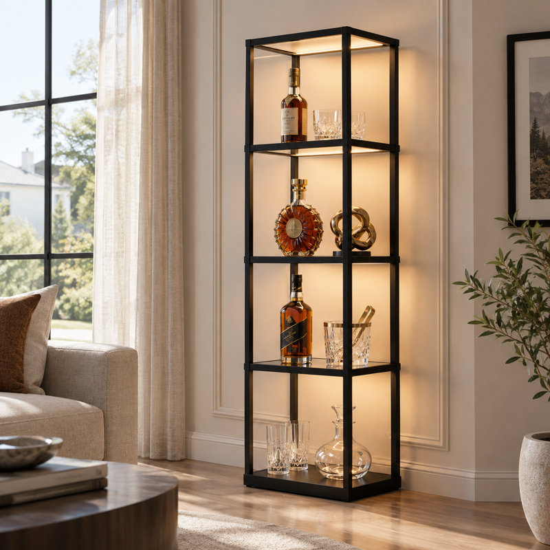 Lampe sur pied colonne 65 "avec télécommande. Contrôle complet de la luminosité et changement de couleur, Noir