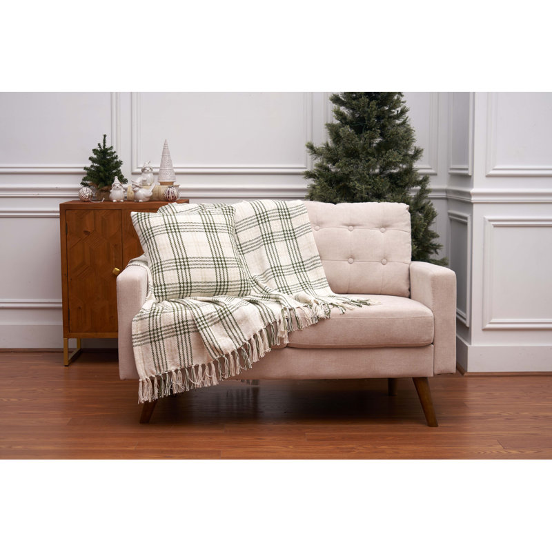  Plaid Throw Blanket, Gold