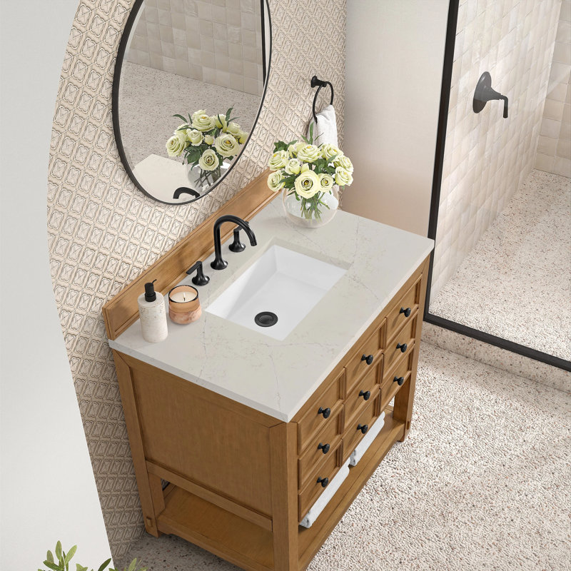 Malibu 36'' W Single Vanity, Widespread, Amber Birch, Siberian