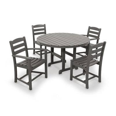 POLYWOOD La Casa Café 5-Piece Round Farmhouse Dining Set