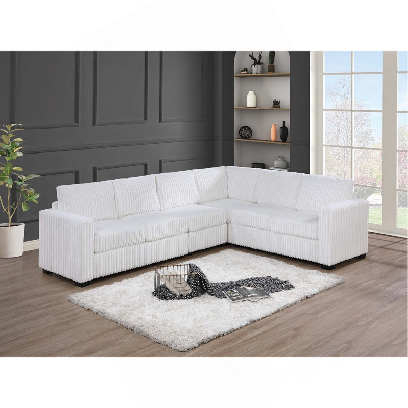 Ensemble de canapé modulaire 4 pièces Elegant, Blanc lait