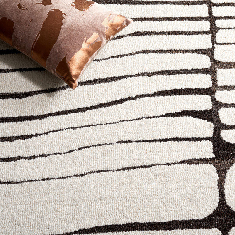 Tapis abstrait en laine / coton touffeté à la main Kirstey, Rectangle 6 po x 9 po