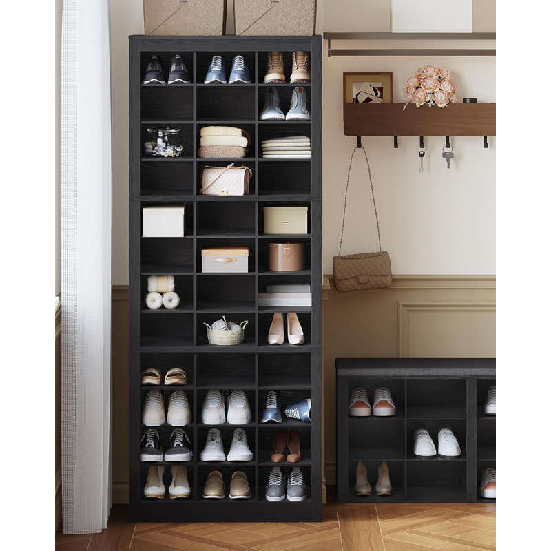 Darlington Shoe Storage Cabinet, 36 Pairs Free Standing Closet Organizer, 8.8 inch Widened Cell Wood Shoe Organizer, 12 Tiers Vertical Space Saving Shoe Rack for Entryway, Bedroom