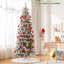 Arbre de Noël blanc réaliste floqué / givré avec lumière DEL-350206249