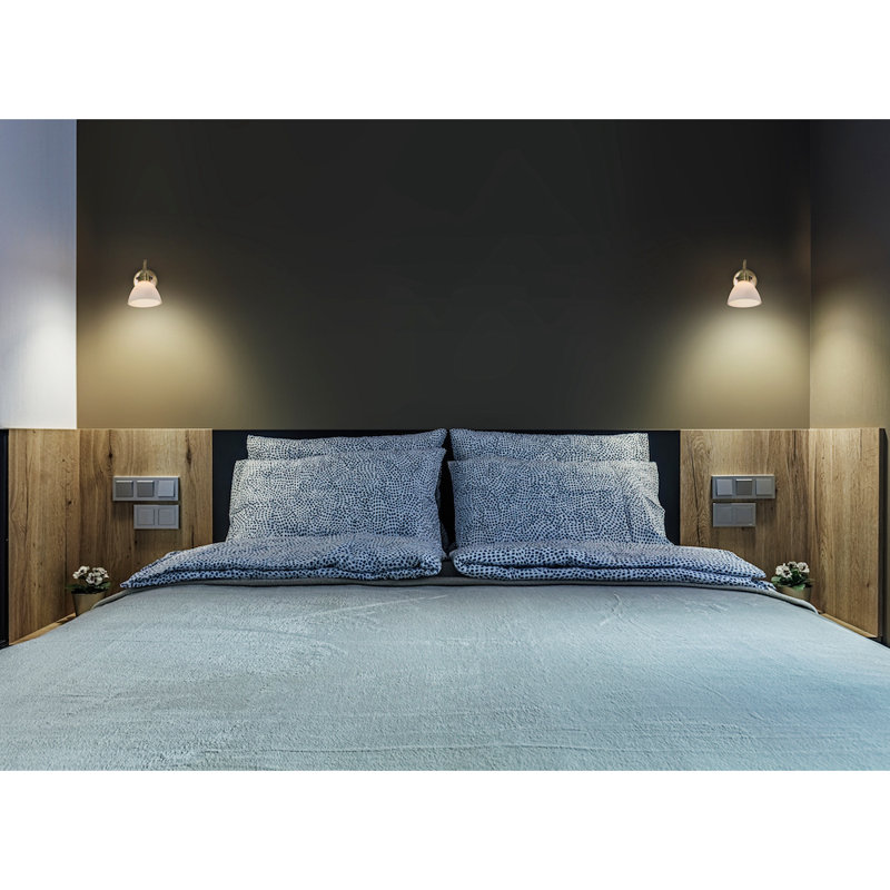 Wellingborough Contemporary and Chic Wall Spot Light with Switch and Glass Shade, Antique Brass
