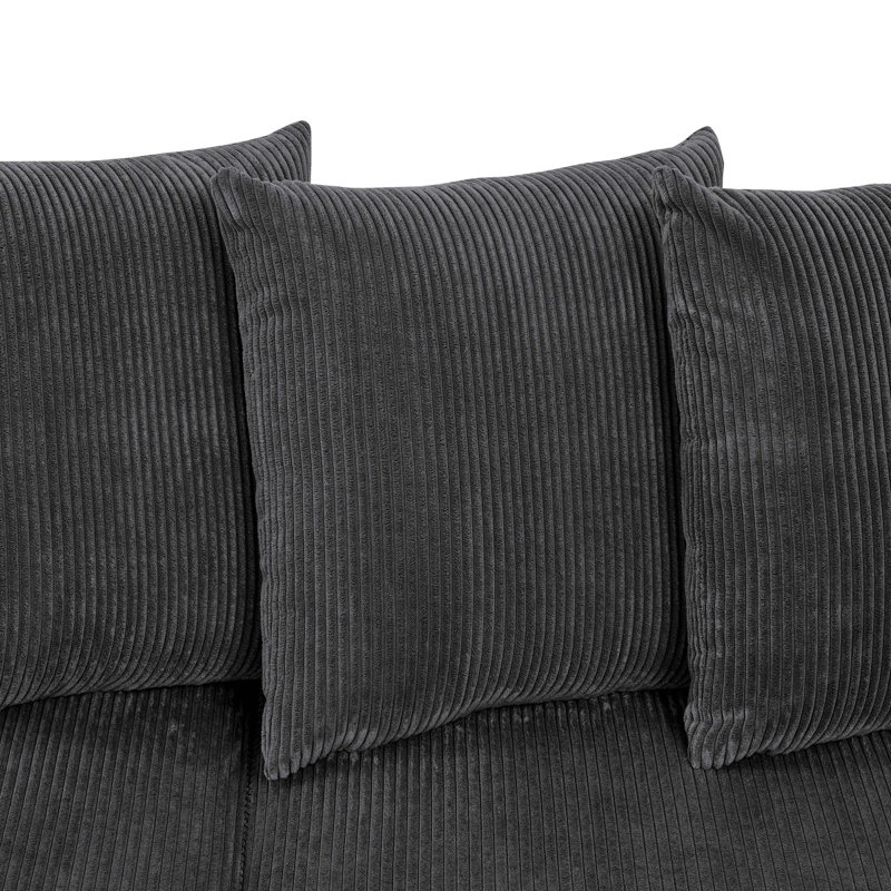 Large Seating Corduroy Modular Sleeper Sectional, Dark Gray