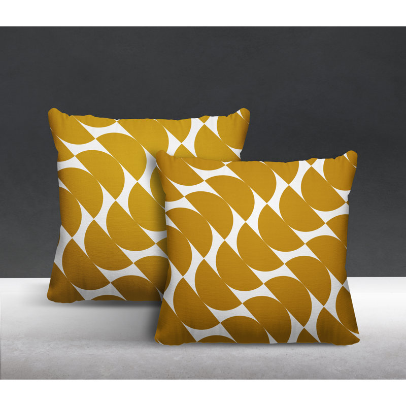 Oreiller carré intérieur / extérieur Mandi, L 19 po x H 19 po, Jaune