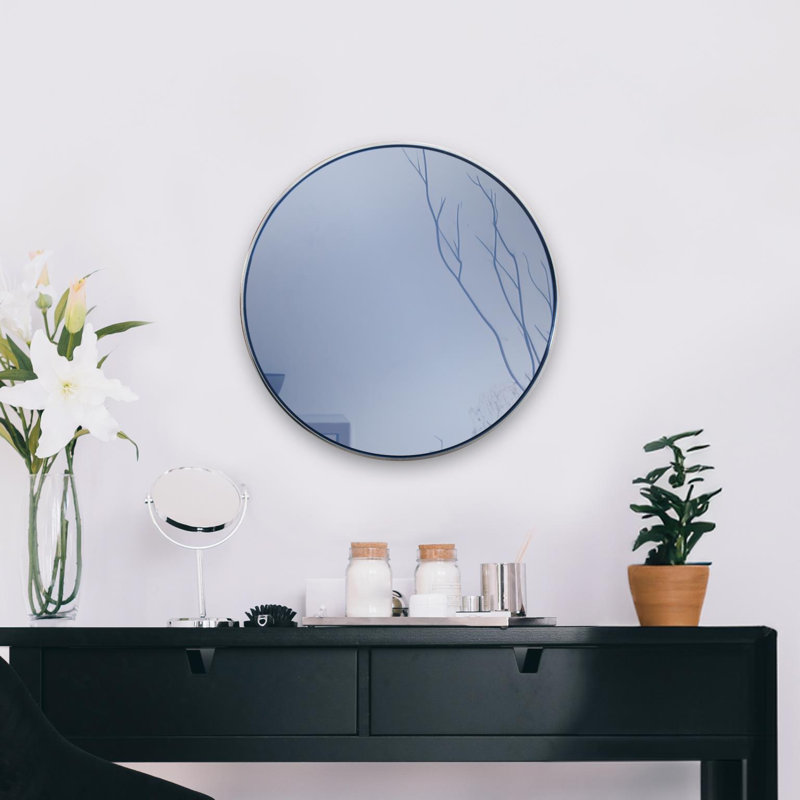 Miroir rond Jialin, vert émeraude, Bleu
