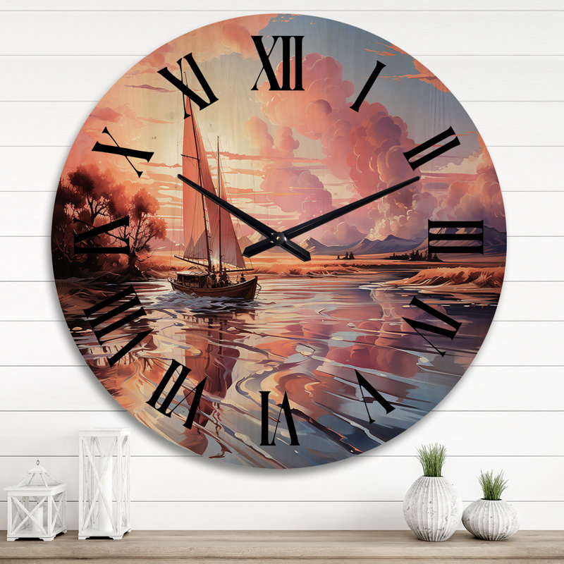 Horloge murale Clouds Whimsical Wanderers - Nautical & Beach, Très grand