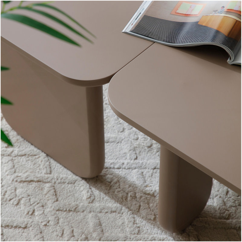 Ensemble de 2 tables basses modulaires modernes, tables de ferme à combinaison libre avec peinture multicouche, table d'appoint pour canapé-lit, tables d'angle polyvalentes pour le salon, kaki
