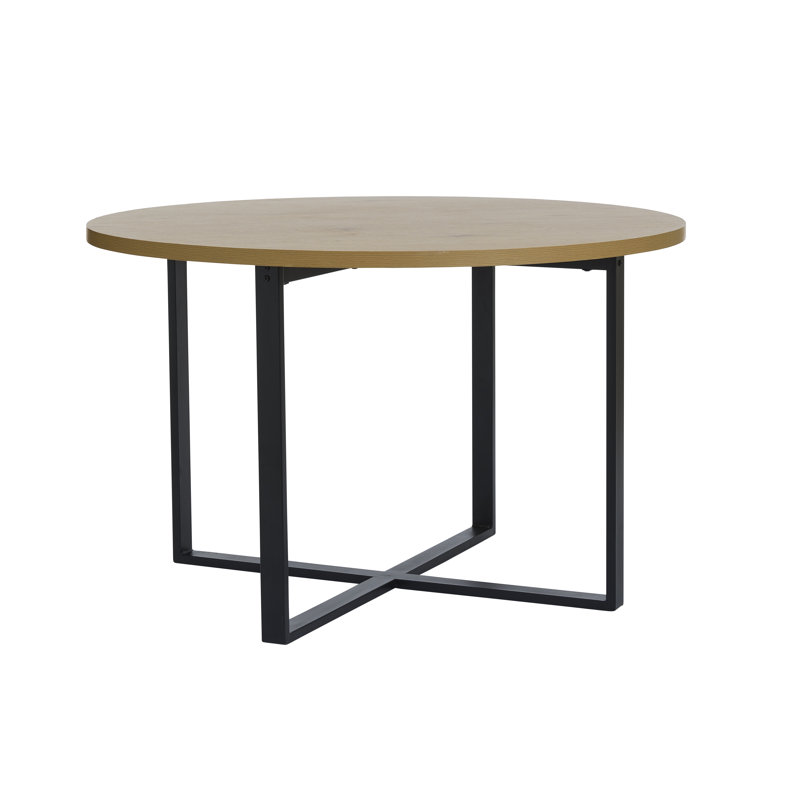 Oak Round Metal Base Dining Table