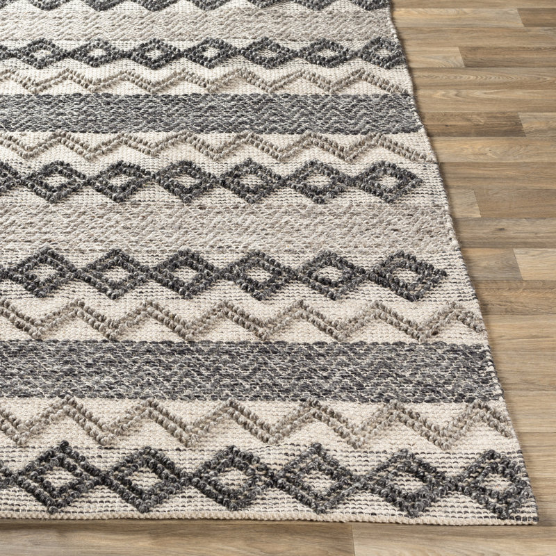 Tapis taupe / gris anthracite tissé à la main Andreous, Rectangle 2 pi x 3 pi