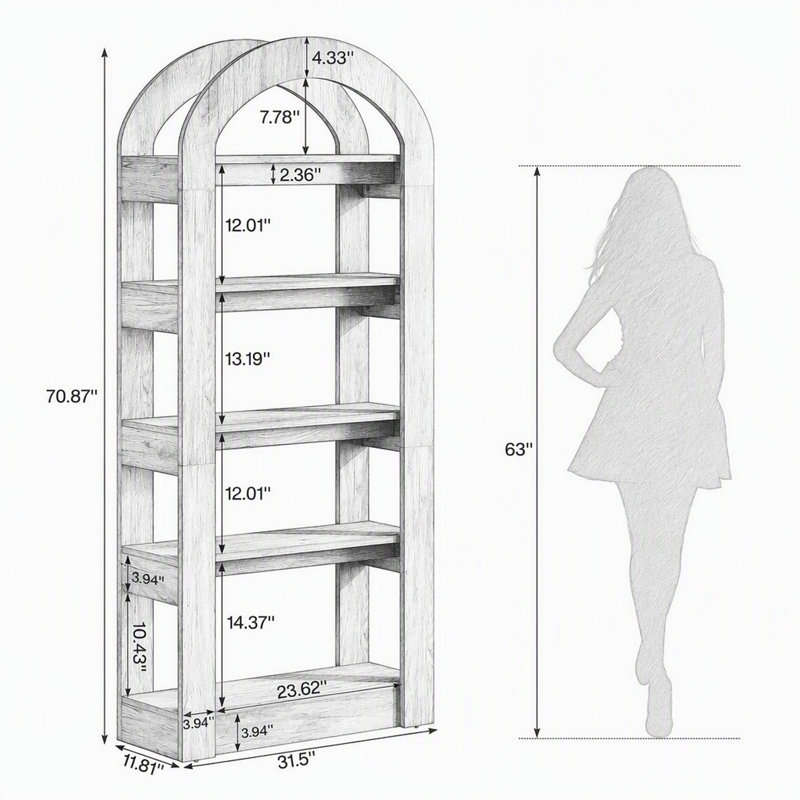 Bibliothèque à 5 niveaux en arc de cercle