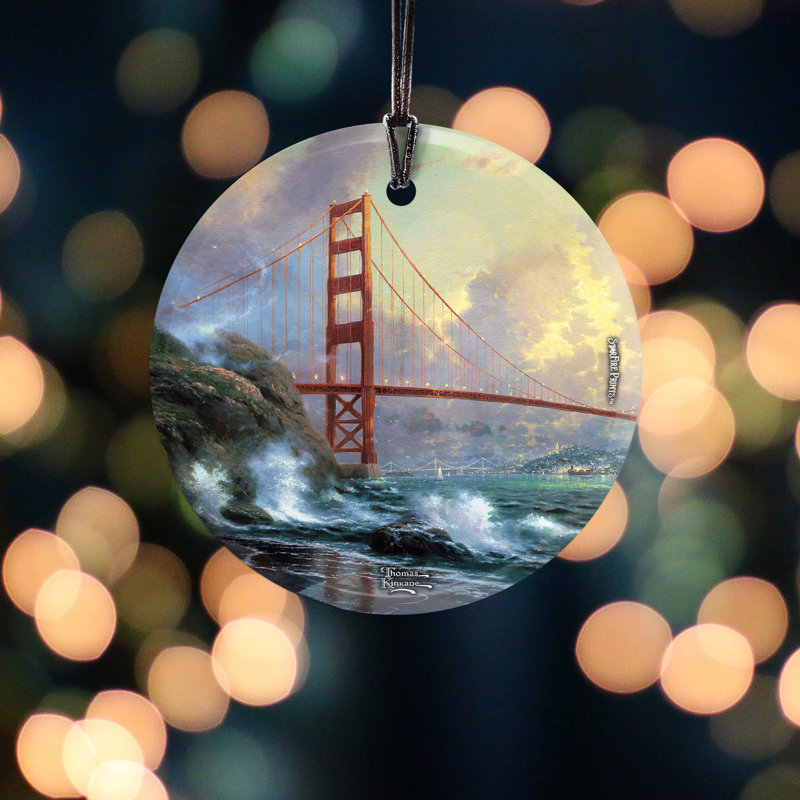 Décoration de cercle en verre suspendu thomas kinkade san francisco, golden gate bridge starfire