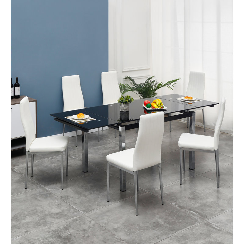 Peasnell Dining Set, Black, White