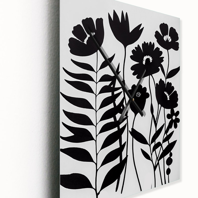 Fleurs noires et blanches II - fleurs très grandes horloges murales, Très petit