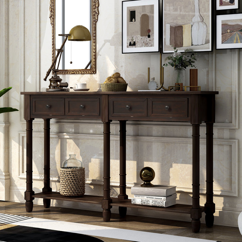 Commode décorative 2 tiroirs Seshadri, Brun foncé