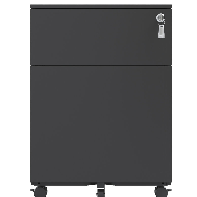 Steel File Cabinet With Lock, 2 Drawers, Suits Legal/Letter/A4/F4, Home Office Hip Look, Black Drawer Accommodates Trending,