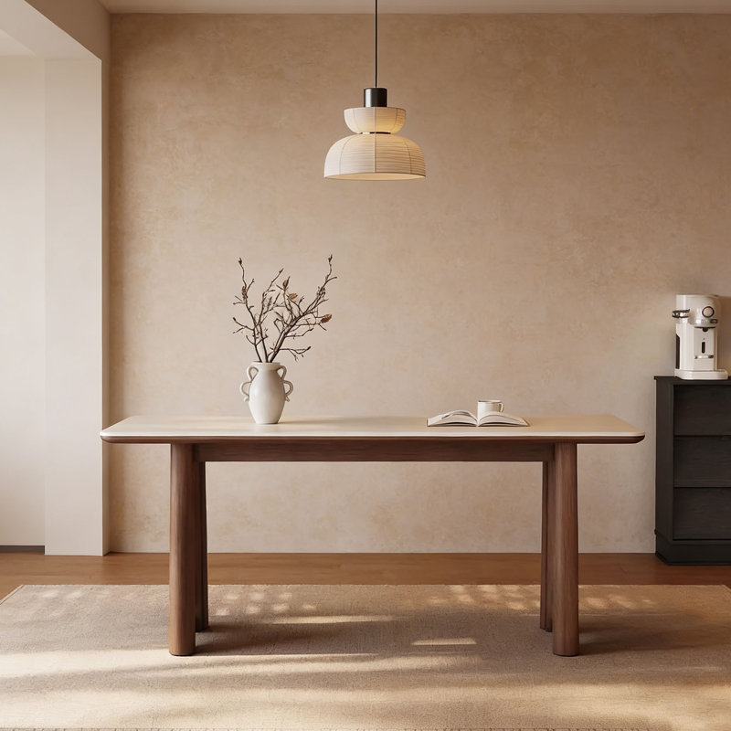 Table Mid-Century blanche en pierre frittée mate, 29.5"H x 70.9"L x 35.4"W