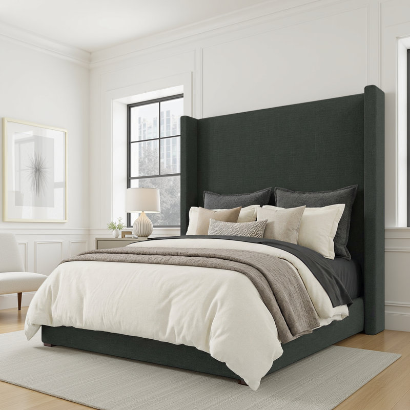 Esparto Upholstered Wingback Bed, California King, Flax Revolution®