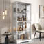 Vitrine avec portes en verre, armoire de rangement à 4 niveaux avec lumière DEL-133572503