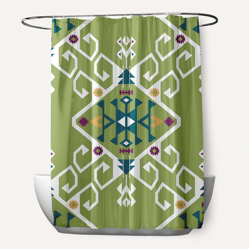 Rideau de douche simple à motif floral Alfreda, Vert